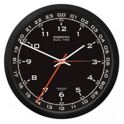 Часы настенные DUAL TIME 12/24 BLACK Часы настенные DUAL TIME 12/24 BLACK