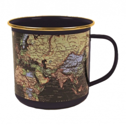 Map Of The World Blue Enamel Mug Map Of The World Blue Enamel Mug