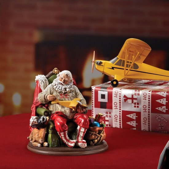 Фигурка Санта Клауса с оленем и самолетом
