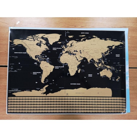 Карта мира винтажная WEROUTE 1 Golden Travel Black 59x82cm
