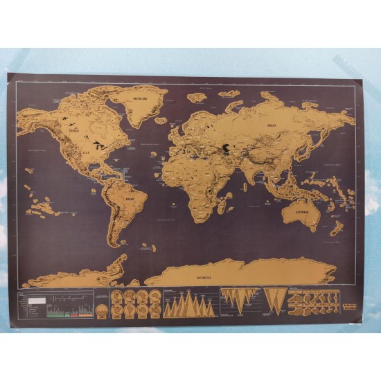 Карта світу вінтажна WEROUTE 1 Golden Travel Blue 42x30cm
