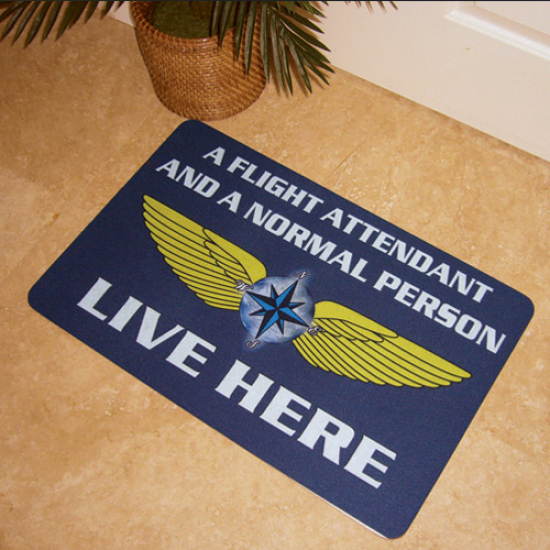 Flight Attendant And Normal Person Indoor Only Doormat Blue
