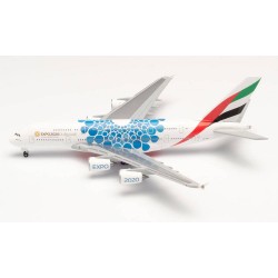 Модель самолета AIRBUS A380-800 Emirates "Expo 2020 Dubai UAE, Blue" A6-EOC (1:500) Herpa