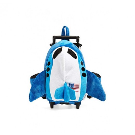 Travel bag for children BLUE AIRPLANE TROLLEY BACKPACK