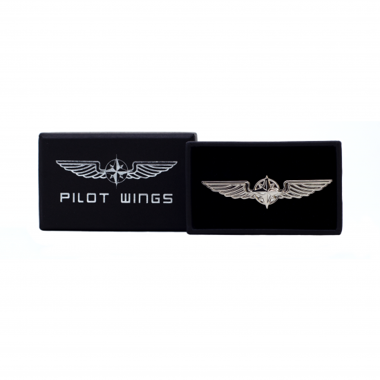 Значок авіаційний PILOT WINGS silver 5cm