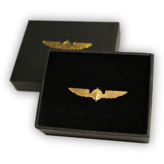  Значок авиационный PILOT WINGS MEDIUM silver/gold 3,5cm