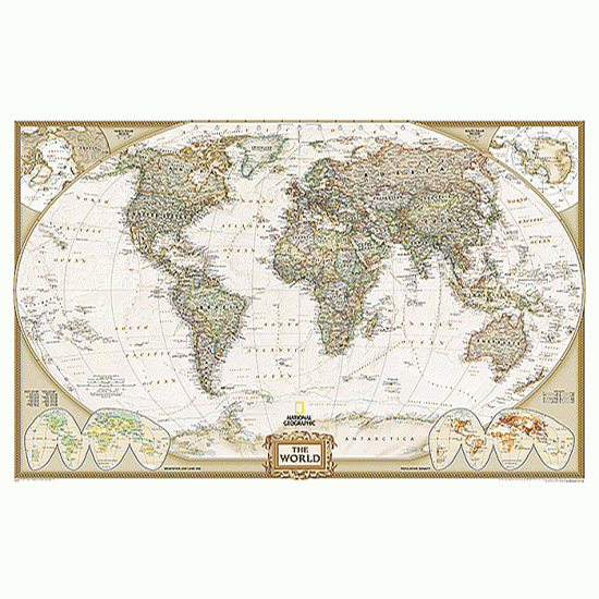 Карта мира National Geographic (ткань)