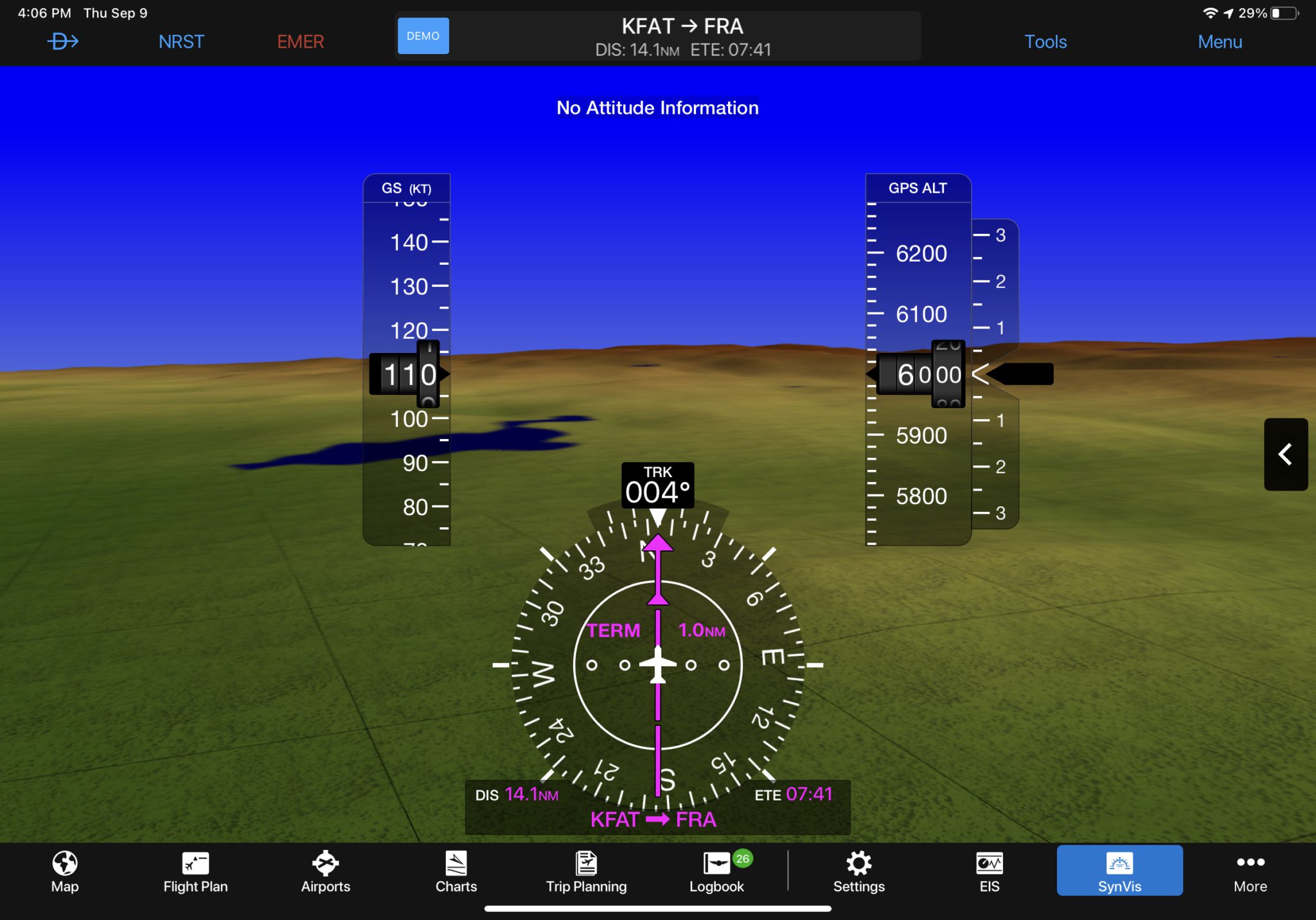 Разбор функции Demo-mode в Garmin Pilot